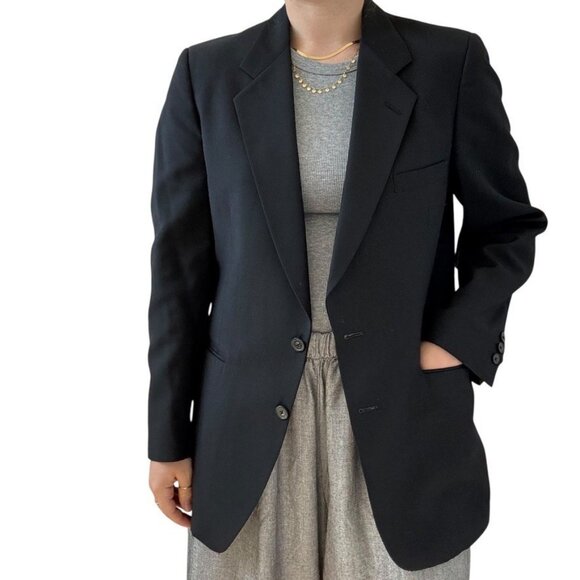 Vintage Givenchy Mens Black 100% Wool Sport Coat Oversized Blazer Suit Set 40R - Picture 3 of 9